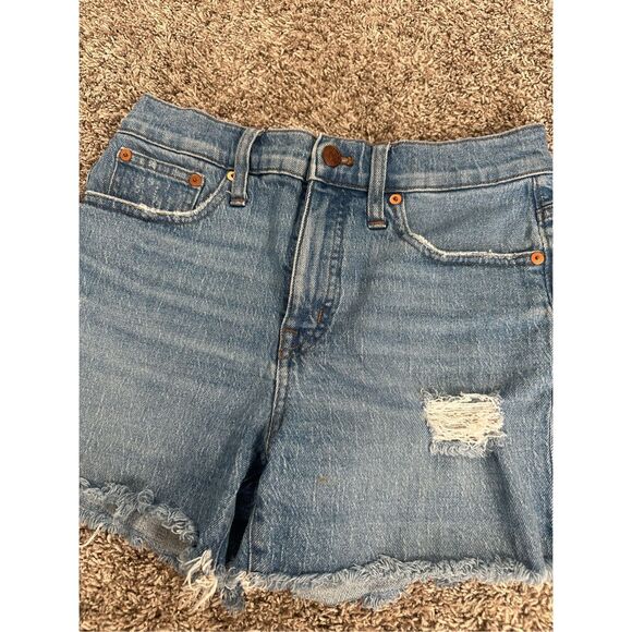 madewell high rise denim shorts cut off jean shorts women’s size 26 distressed - Picture 3 of 11
